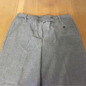Flared herringbone pants; neutral cordovan; Larry Levine, 6 petite